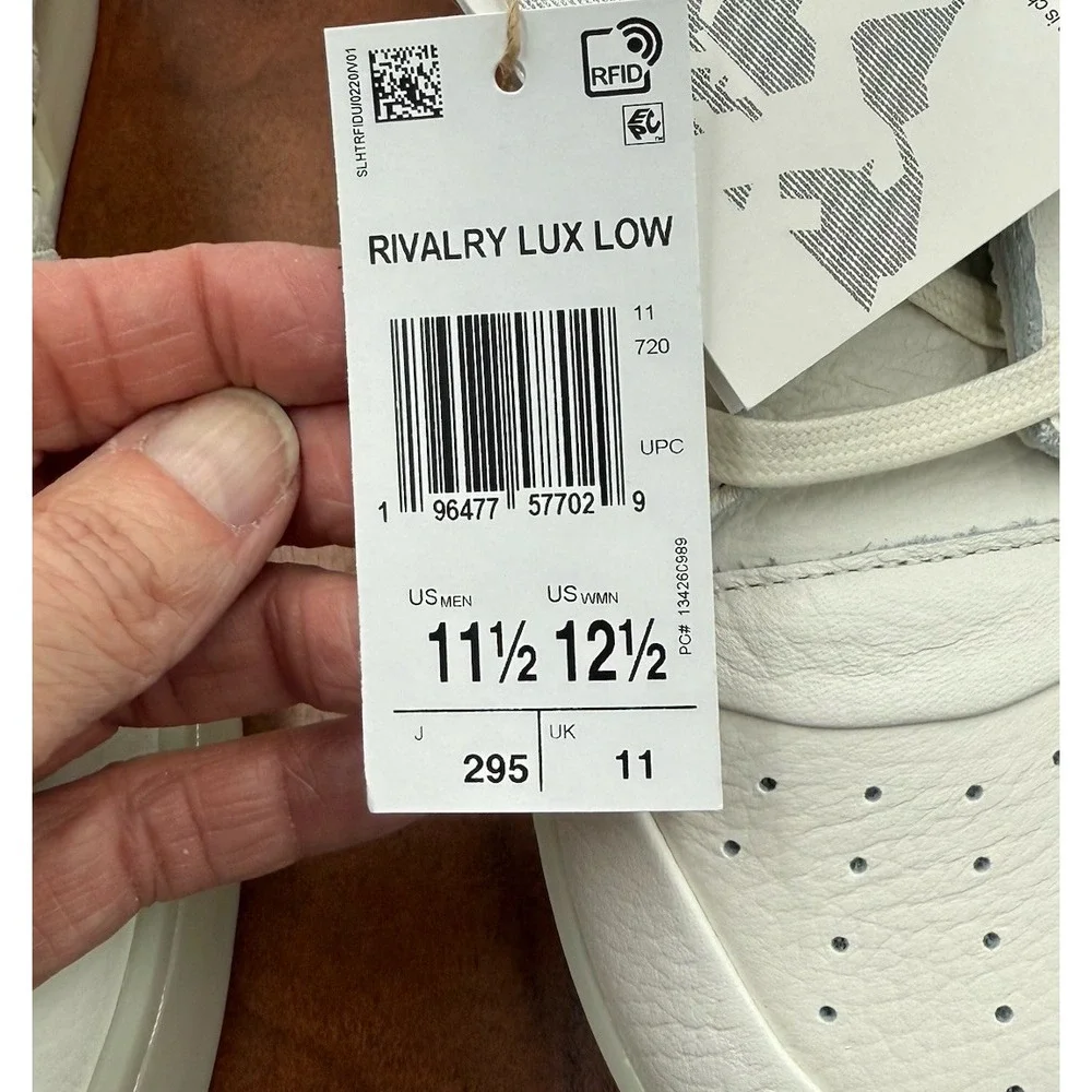 Adidas Rivalry‎ Leather Lux Low Sneakers Cream White/Alumina Men's 11.5/W12.5